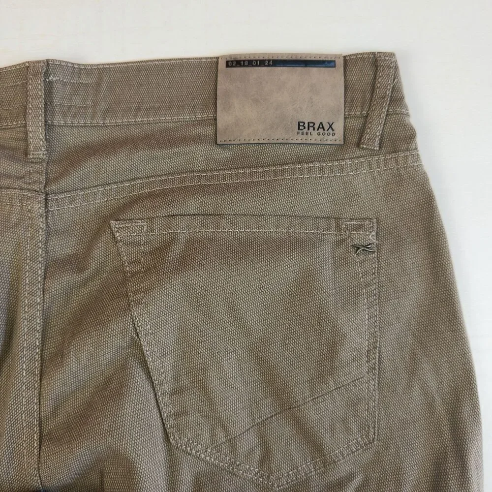 Brax Chuck Pants Stretch Men's 36W 35L Brown Chino Straight Woo, Look